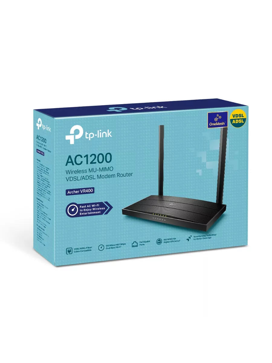 Wi-Fi роутер с модемом VDSL/ADSL Archer VR400 AC1200 TP-Link 198092140  купить в интернет-магазине Wildberries