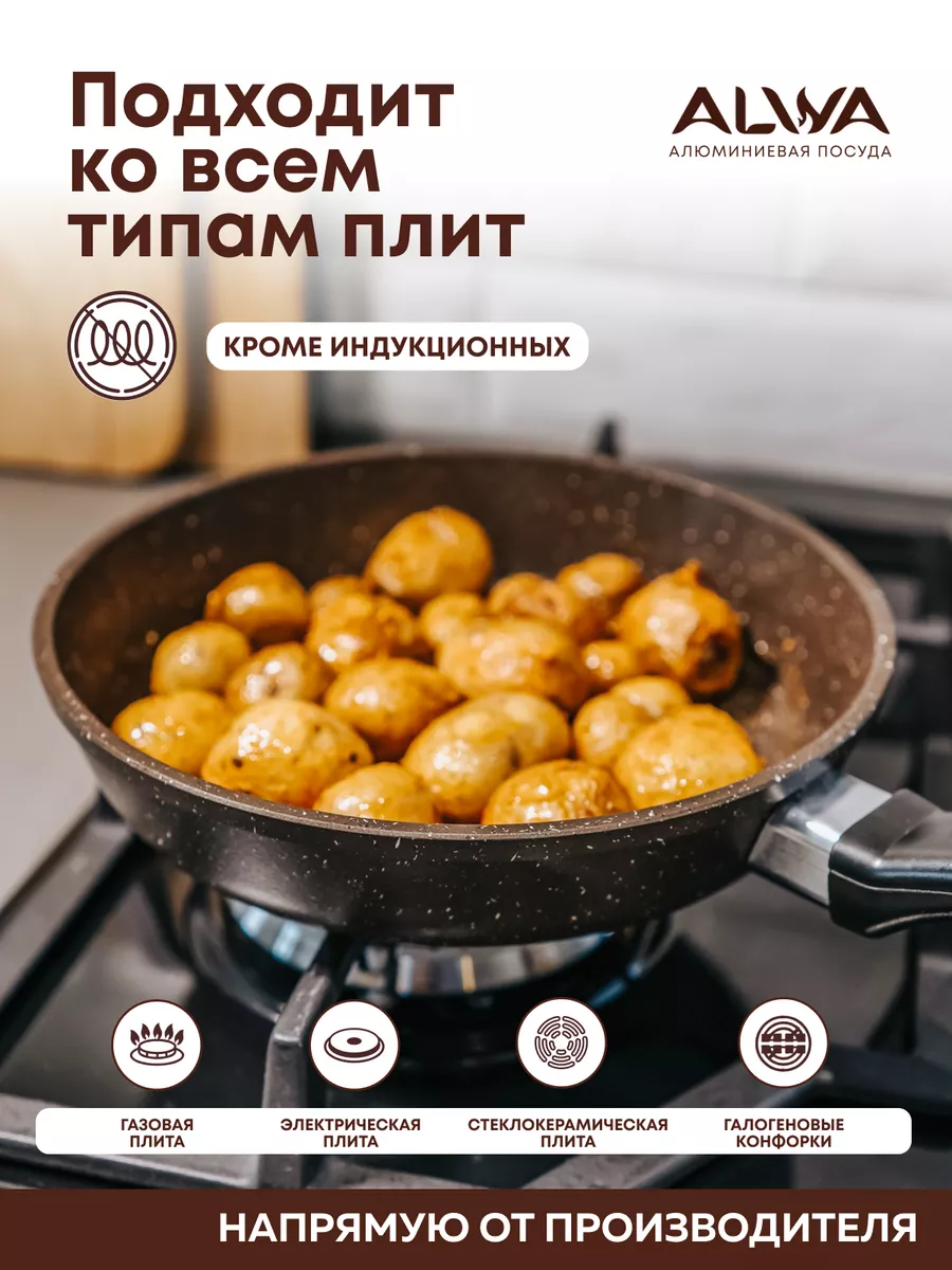 Кухонный набор кастрюль и сковородок с крышкой ALWA 198105504 купить за 4  845 ₽ в интернет-магазине Wildberries