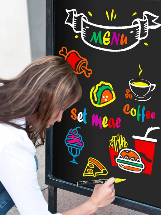 TwoHands Маркер меловой стираемый 1 мм 8 цветов набор Chalk marker, 8 цв., фото 3