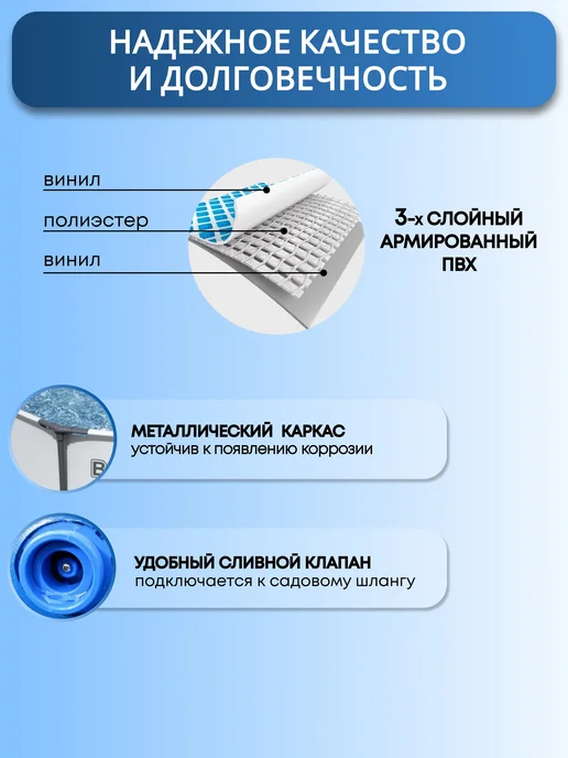 Bestway Каркасный бассейн круглый 305х76 см 4700 л SPM04, 305x76 см, 4700 л, фото 4