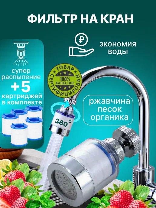 Cool aqua Фильтр для воды на кран пластиковый, белый