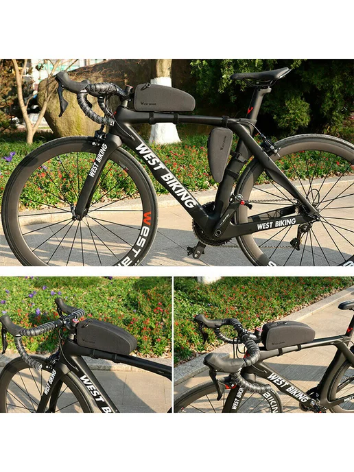 West Biking Сумка для велосипеда на раму 25x10.5x6.3см черная, 25x10.5x6.3 см, фото 7