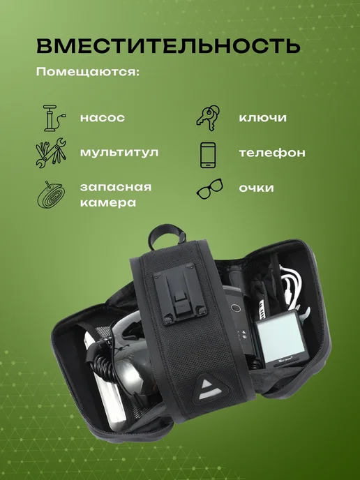 West Biking Сумка для велосипеда под седло 21x15x12.3см черная, 21x15x12.3 см, фото 4