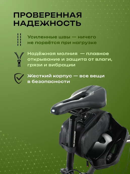 West Biking Сумка для велосипеда под седло 21x15x12.3см черная, 21x15x12.3 см, фото 6