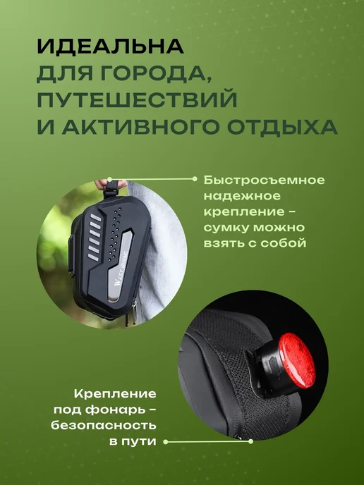 West Biking Сумка для велосипеда под седло 21x15x12.3см черная, 21x15x12.3 см, фото 8