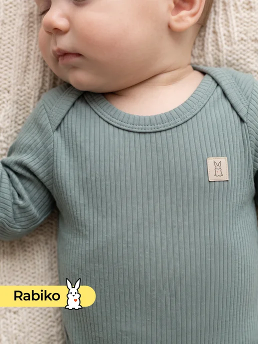 Rabiko Боди для новорожденных лапша, зеленый, фото 3