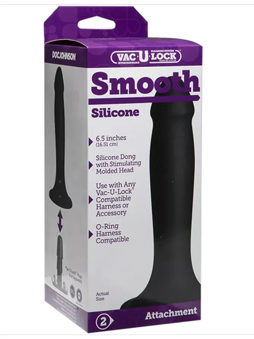 Doc Johnson Насадка Vac-U-Lock - Smooth, черная (16.5, Ø 3.8 см), черный