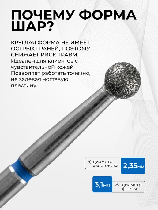 MANITA PROFESSIONAL Фреза для маникюра - 866.104.001.027.031 ФАШ-3.1С, 5 шт, фото 4