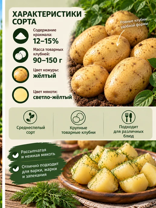 Myfanza Картофель Семенной Краса Мещеры 2кг, 2 кг, фото 2
