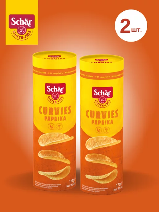 Dr. Schar Чипсы без глютена Curvies Paprika т.м.Schar 170 гр, 2 шт, 170 г, 2 шт, фото 4