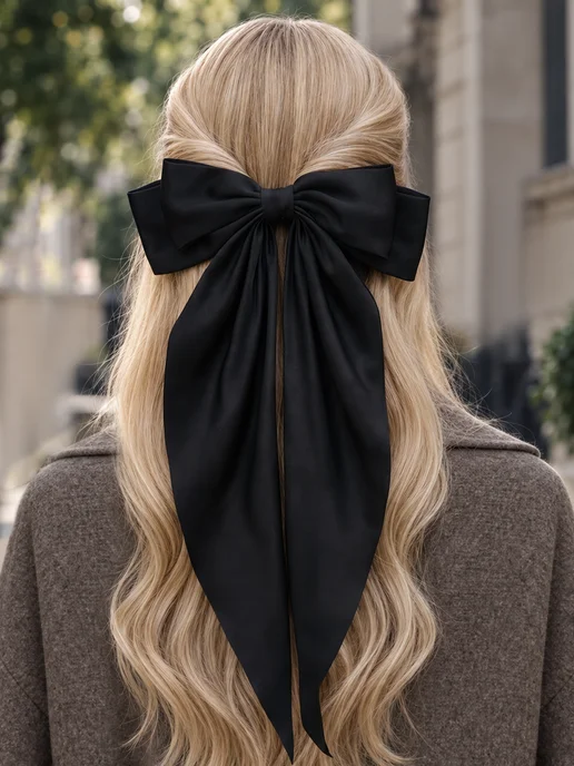 HairBee Бант для волос на заколке набор, черный, 1 шт