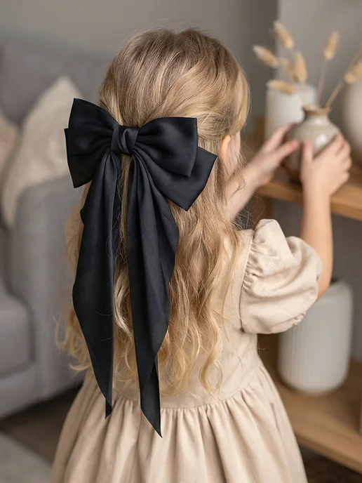 HairBee Бант для волос на заколке набор, черный, 1 шт, фото 3