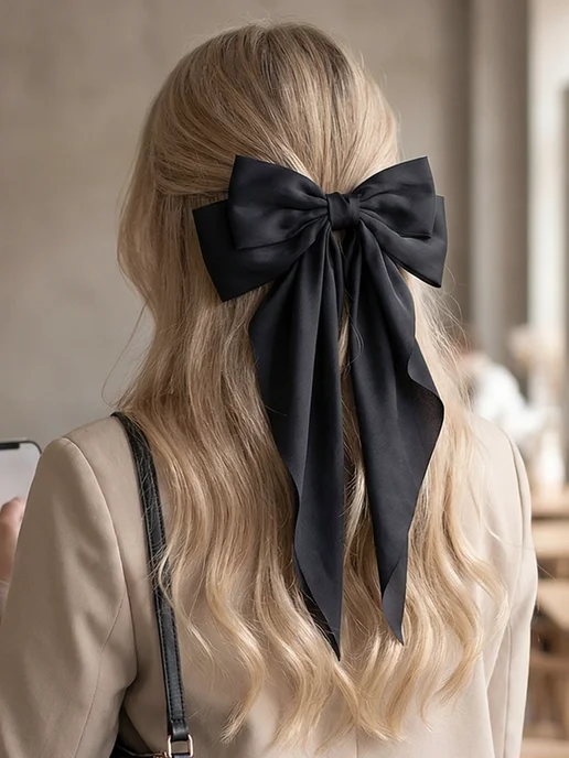 HairBee Бант для волос на заколке набор, черный, 1 шт, фото 5