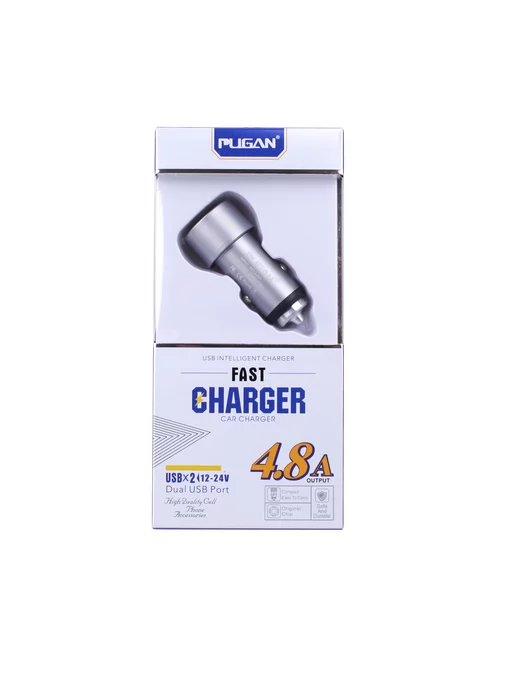 TAKARA Зарядное устройство для автомобиля PG-258, 2*USB, серебро, серебристый, фото 8