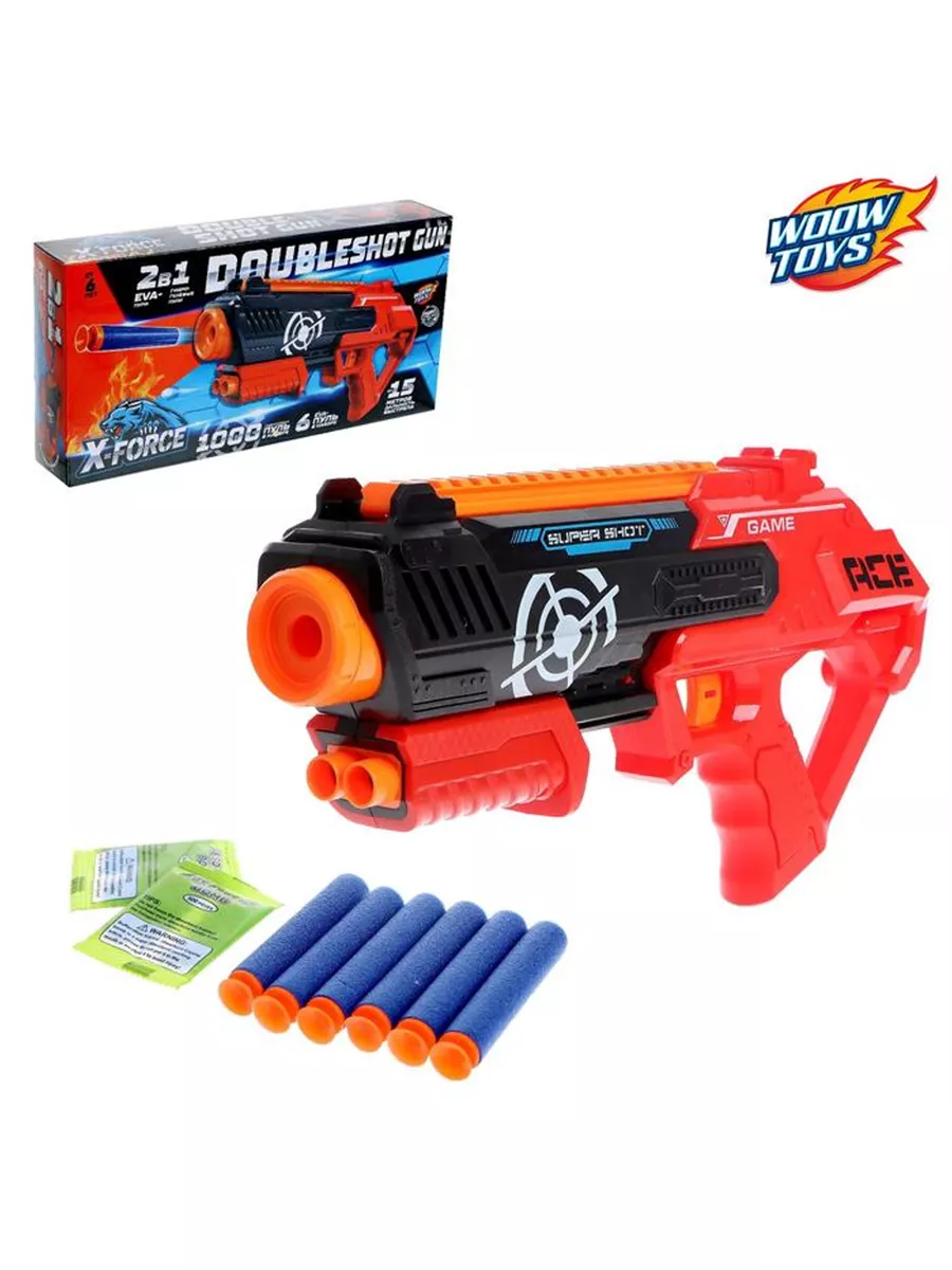 Бластер DOUBLESHOT GUN, стреляет мягкими пулями, WOOW TOYS 198364239 купить  за 2 803 ₽ в интернет-магазине Wildberries