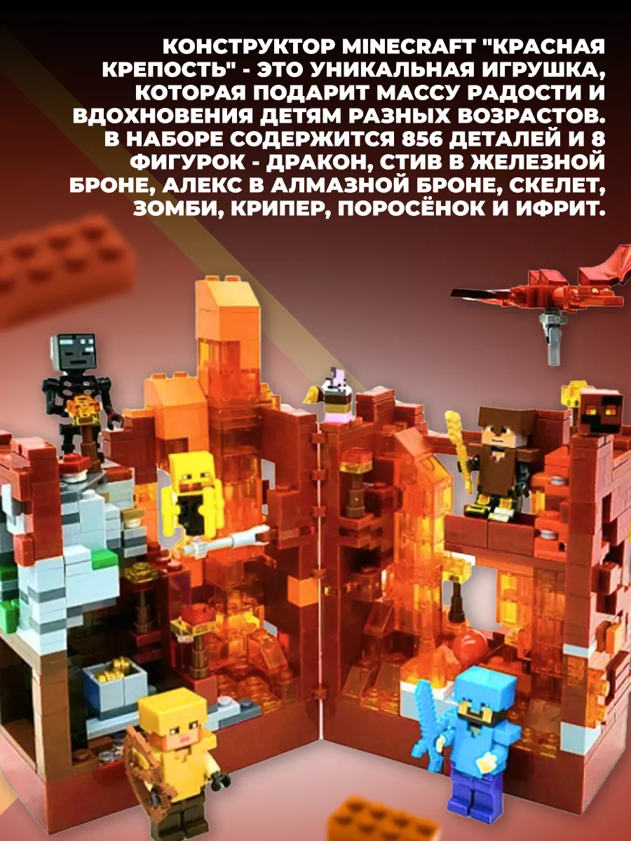 Аналог Лего, Конструктор Майнкрафт Красная крепость Minecraft 198420570  купить в интернет-магазине Wildberries