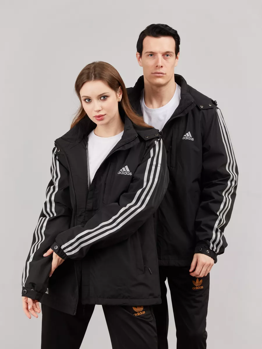 Adidas Куртка с лампасами больших размеров Street head 198488391