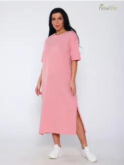 Платье женское оверсайз с разрезами хлопок New Life jersey 198500126 купить за 844 ₽ в интернет-магазине Wildberries