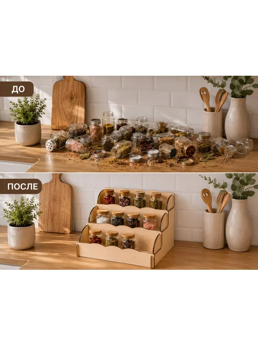 GreenWood Russia Полочка под банки для специй, бежевый, фото 3