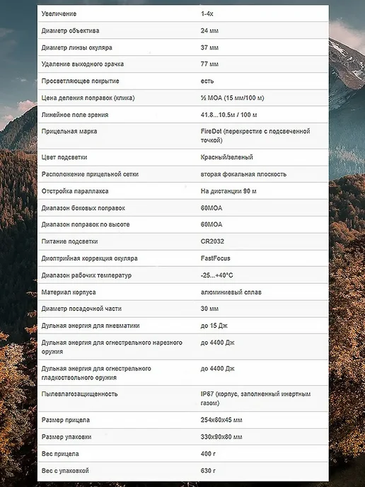 Veber Прицел оптический для загонной охоты 1-4x24, 14x24, фото 4