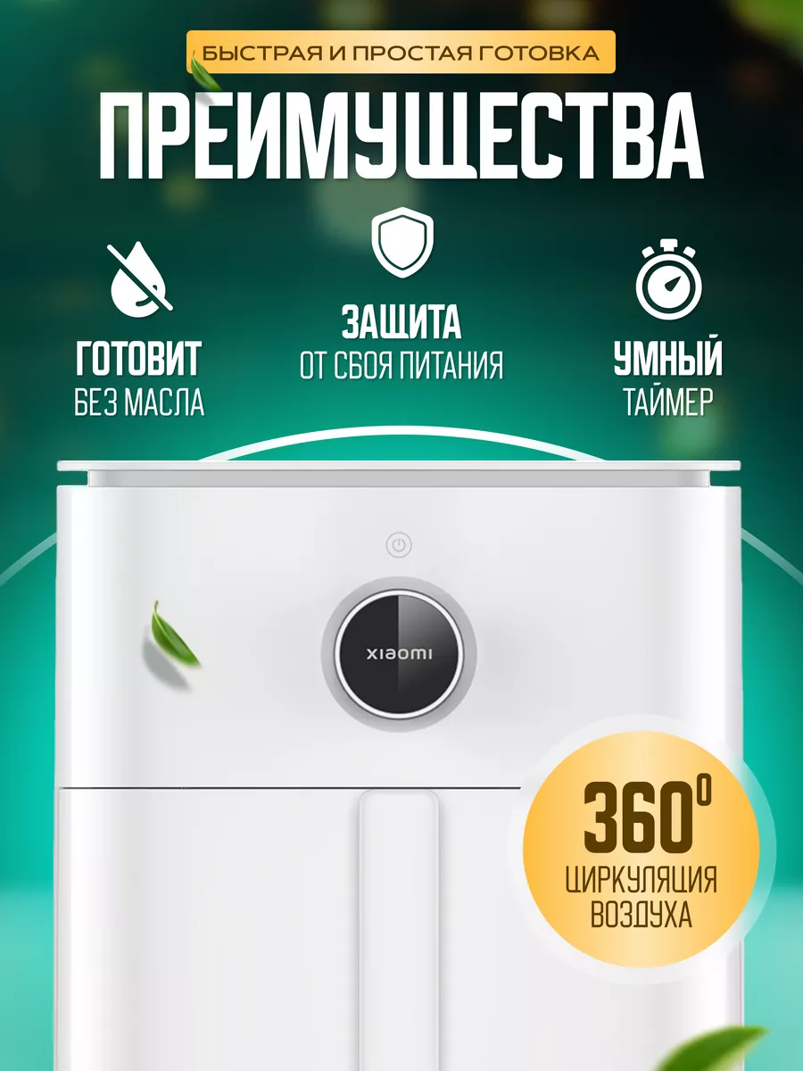 Аэрогриль Электрический Mi Smart Air Fryer Pro 4L EU (MAF05) Xiaomi  198716417 купить в интернет-магазине Wildberries