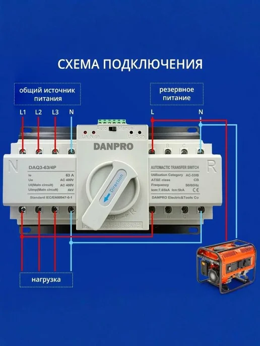 DANPRO АВР для генератора трехфазный 63А, вариант, фото 6