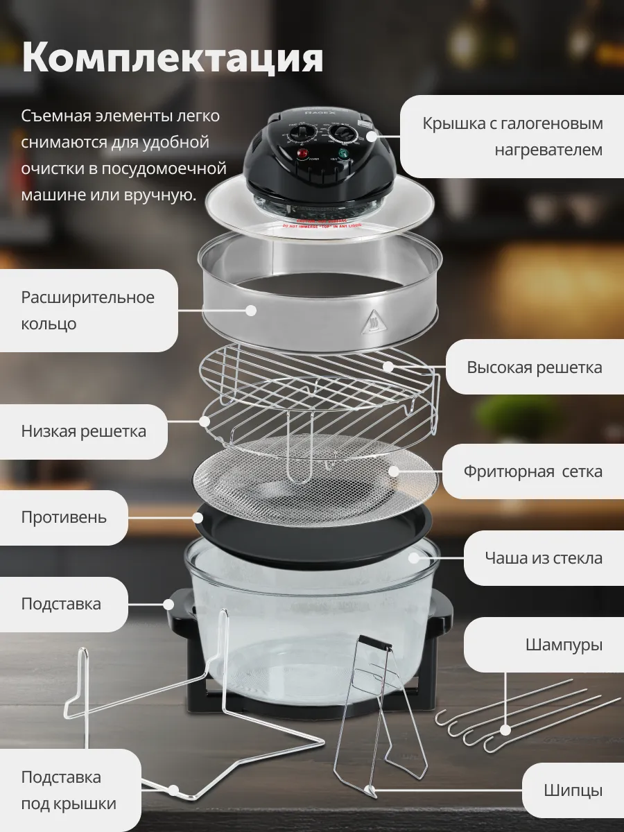 Аэрогриль электрический с решеткой 17 литров, 1400Вт RageX 199038867 купить  за 5 230 ₽ в интернет-магазине Wildberries