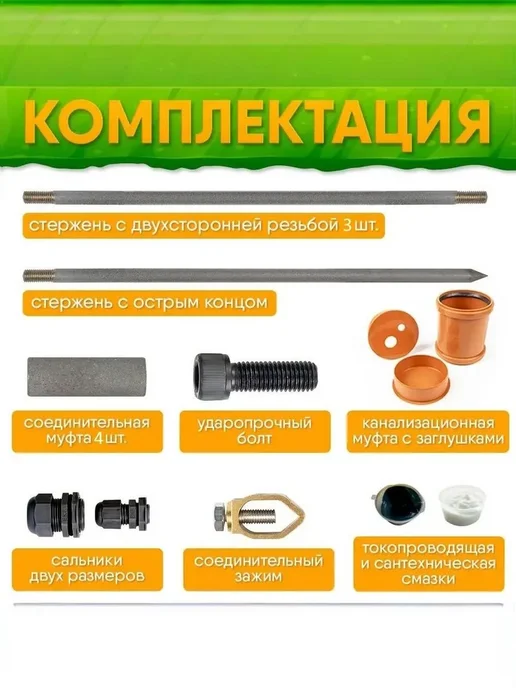 GROUNTOK Комплект заземления 6м из оцинкованной стали, вариант, фото 2