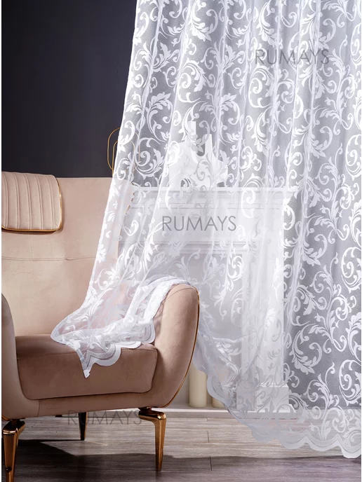RUMAYS Готовый тюль 200х250 см в спальню гостиную с узором, 200x250 см, фото 6