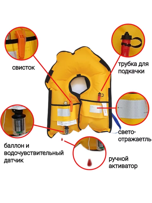 Life Lacket Спасательный жилет автоматический черный с отражателями, черный, фото 6