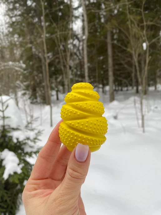 BobiDog Игрушка головоломка КОНГ из каучука с запахом для собак, желтый, фото 6