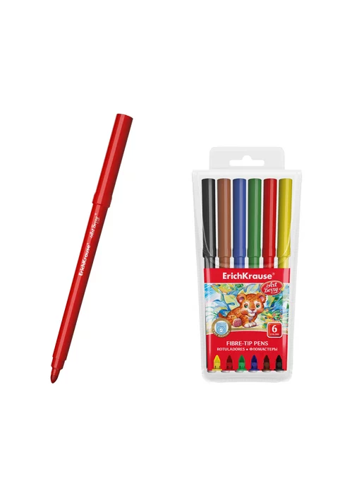 ErichKrause Фломастеры ArtBerry. Super Tip Super Washable 6 цветов, 6 цв.
