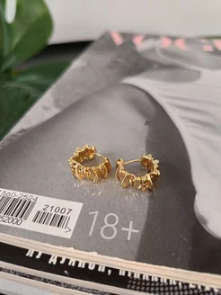 Серьги кольца мятый металл Alis_brand 199593007 купить за 450 ₽ в интернет-магазине Wildberries