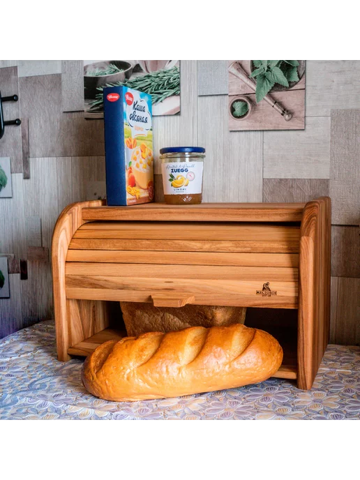 Жестовое Wood-Art Хлебница деревянная Анастасия, коричневый, фото 6