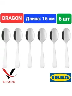 DRAGON Десертная ложка, 6 штук нержавеющая сталь, 16 см IKEA 199622767 купить за 1 181 ₽ в интернет-магазине Wildberries