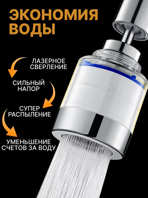 Cool aqua Фильтр для воды на кран металлический, серый, в упаковке 229 г, фото 5