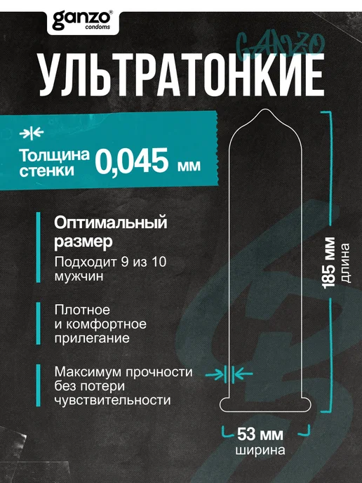 Ganzo Презервативы ультратонкие ULTRA THIN, 15 шт, 15 шт, фото 2