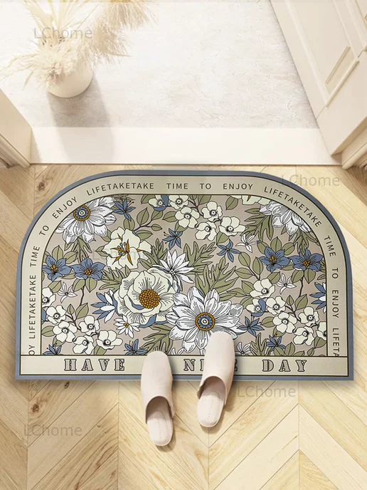 Le confort HOME Коврик в прихожую и ванную 60х90 бежевый с листьями, 60x90, фото 2
