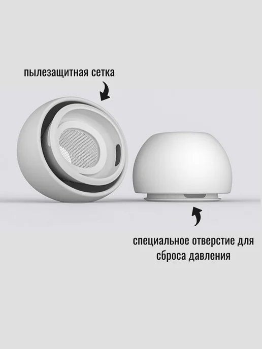 Maestro Store Комплект амбушюр для AirPods Pro 1, 2 (3 размера XS, S, L), белый, фото 3