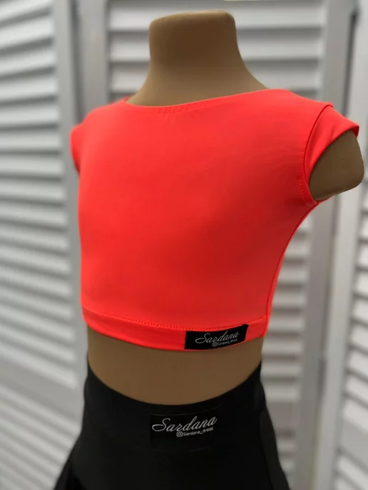 SARDANA DRESS Спортивный топ для бальных танцев однотонный черный, оранжевый