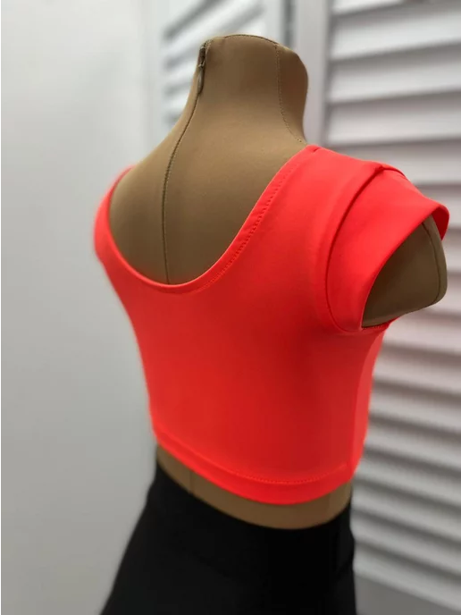 SARDANA DRESS Спортивный топ для бальных танцев однотонный черный, оранжевый, фото 2