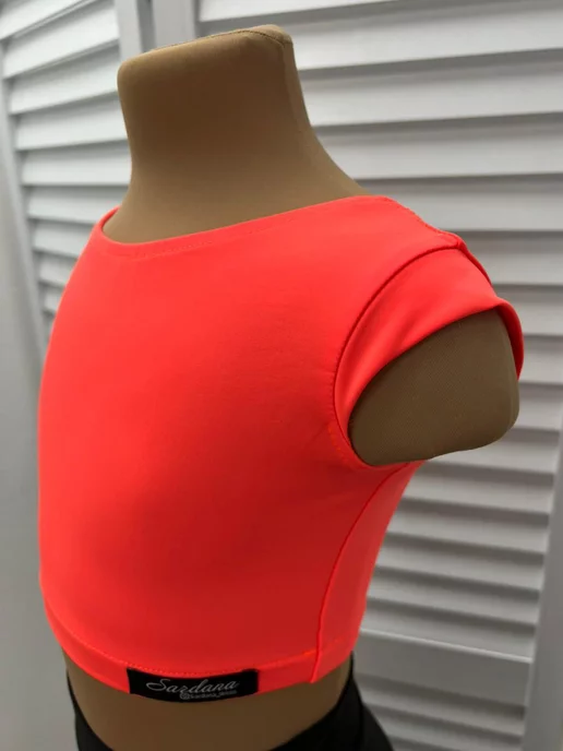 SARDANA DRESS Спортивный топ для бальных танцев однотонный черный, оранжевый, фото 3