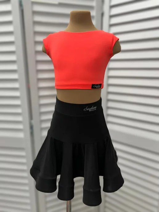 SARDANA DRESS Спортивный топ для бальных танцев однотонный черный, оранжевый, фото 4