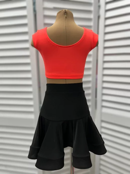 SARDANA DRESS Спортивный топ для бальных танцев однотонный черный, оранжевый, фото 5