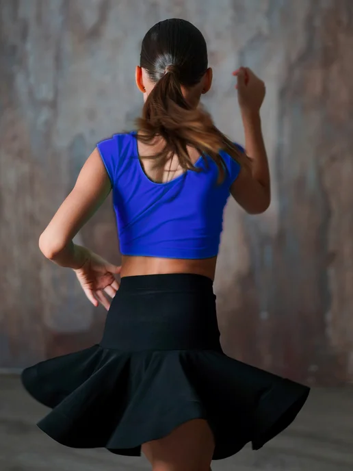 SARDANA DRESS Спортивный топ для бальных танцев однотонный черный, синий, фото 2