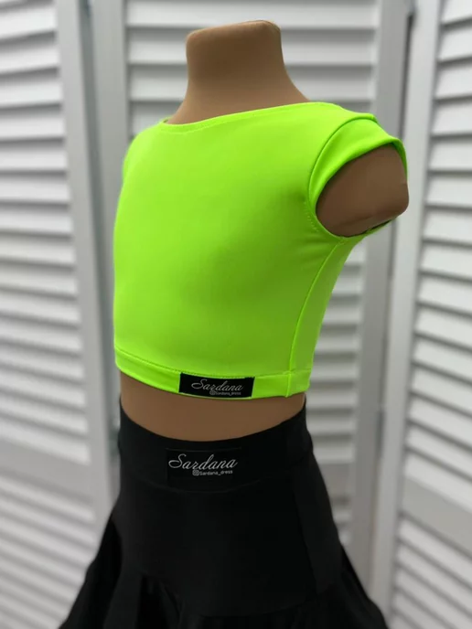 SARDANA DRESS Спортивный топ для бальных танцев однотонный черный, зеленый
