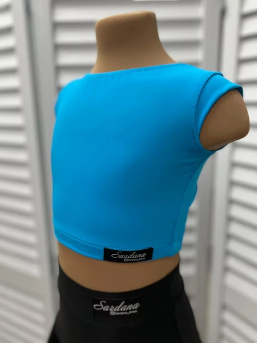 SARDANA DRESS Спортивный топ для бальных танцев однотонный черный, голубой