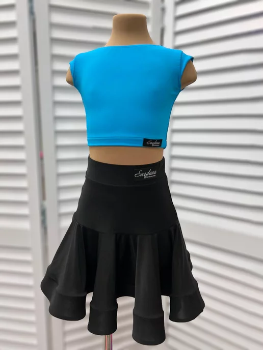 SARDANA DRESS Спортивный топ для бальных танцев однотонный черный, голубой, фото 4