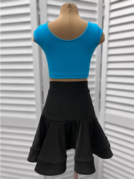 SARDANA DRESS Спортивный топ для бальных танцев однотонный черный, голубой, фото 5