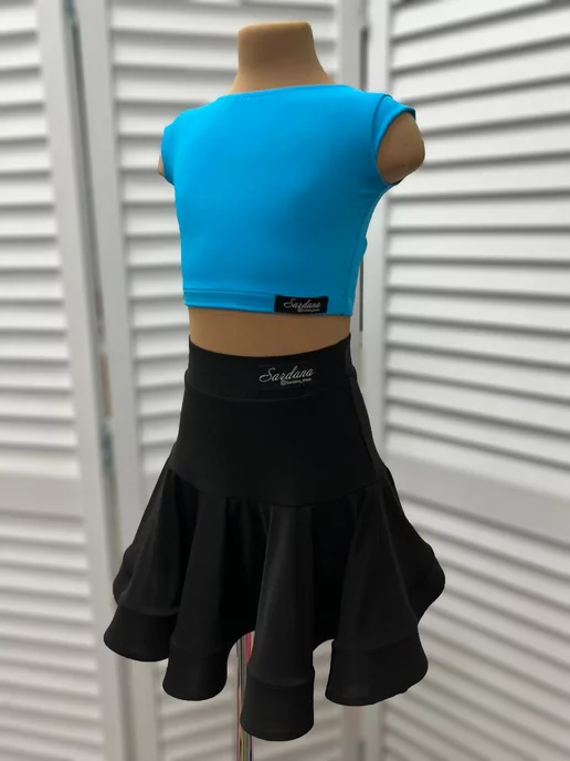 SARDANA DRESS Спортивный топ для бальных танцев однотонный черный, голубой, фото 6